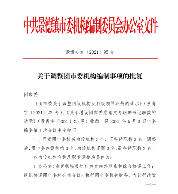 团市委机构编制和在编人员信息公示　
