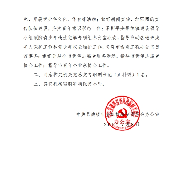 团市委机构编制和在编人员信息公示　
