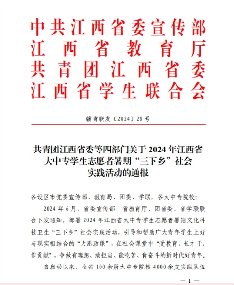 喜报丨团市委在暑期“三下乡”社会实践活动中荣获“优秀单位”称号